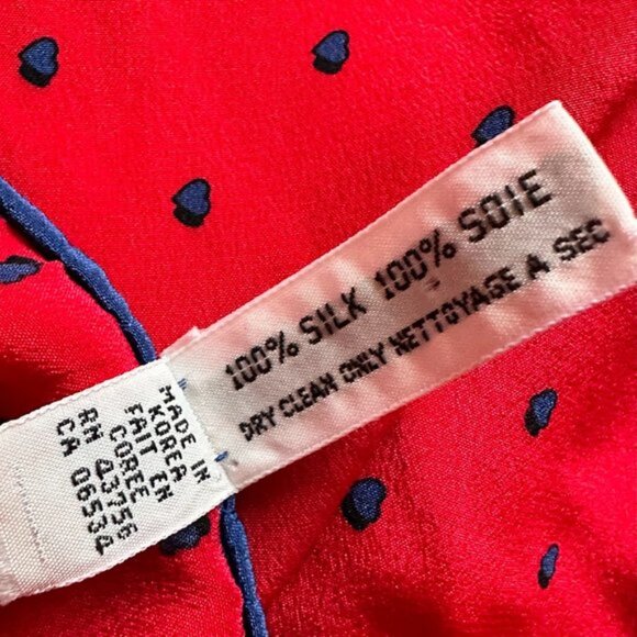 Vintage Rodier 100% Silk Red Navy Polka Dot Scarf - Picture 2 of 2